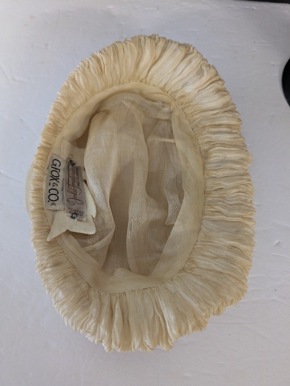 Vintage Hat Cream Rhinestone Art Deco Bed Cap By John Frederic - Picture 10 of 10
